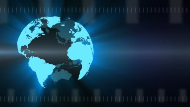 Bewegungsgrafik Hintergrundschleife des Planeten Erde rotiert mit einem Lichtstrahl-Effekt — Stockvideo