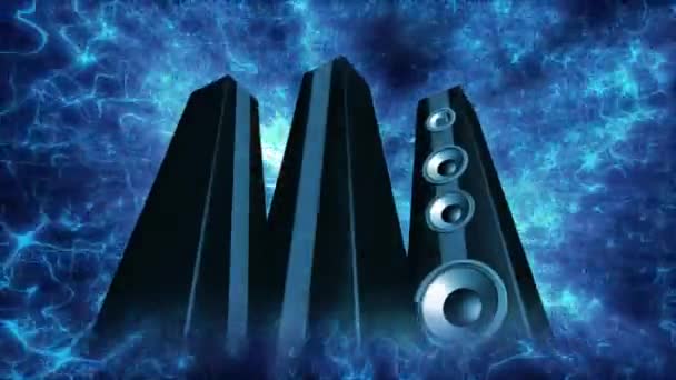 Rotierende blaue Tower-Lautsprecher-Schleife — Stockvideo