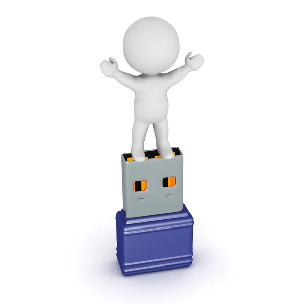 3D Character with USB Stick — Stock Photo, Image
