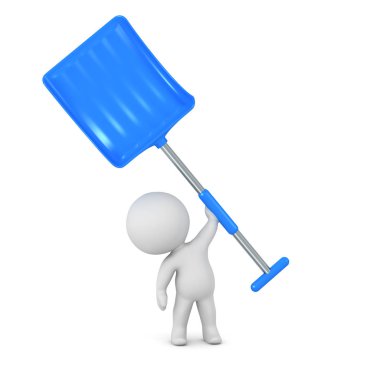 3d karakter kürek tutan