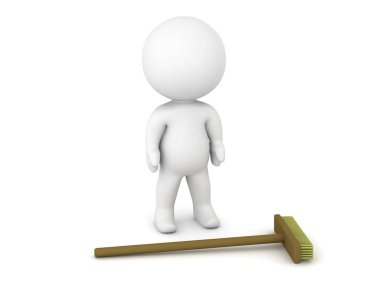 3D karakter ve süpürge