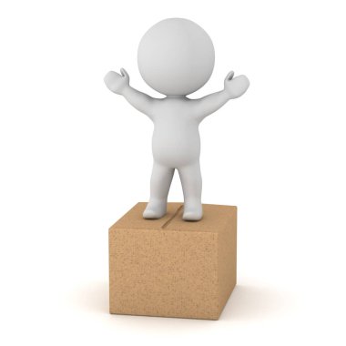 Karton kutu ile 3D karakter