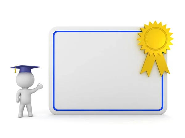 3D Character with Large Diploma — Stock Photo, Image