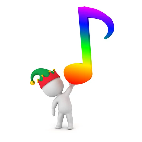 3D Character with Elf Hat and Musical Note — Stock Photo, Image