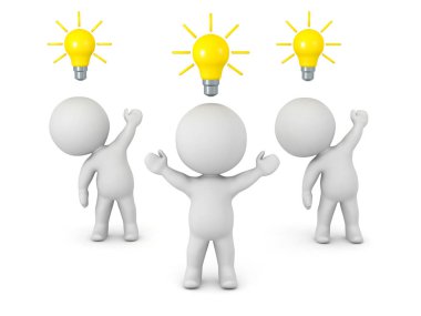 Ampul fikirlerle 3D karakterler