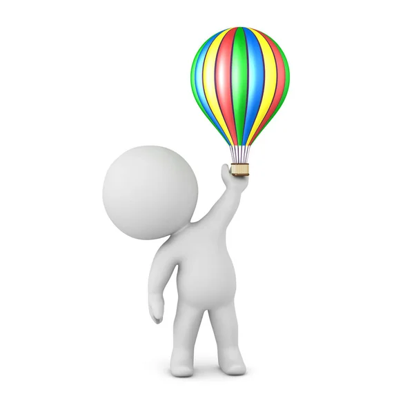 3D personage met kleine hete luchtballon — Stockfoto