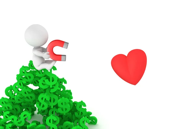 3d macht Geld anziehen Liebe 3d Image-Konzept — Stockfoto