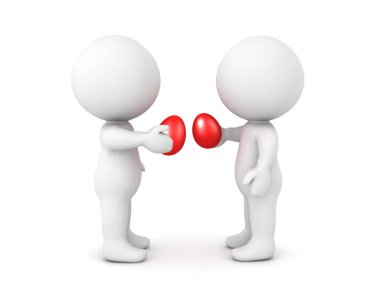 İki 3d karakter kırmızı Paskalya yumurtaları Christian Ortodoks smashing