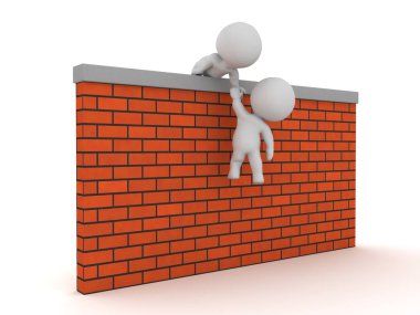 3D karakter yardım başarıyla bir duvarın üzerinden almak başka bir