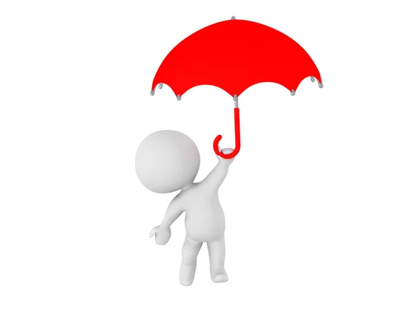 3D Character flying away holding an umbrella — Stock Photo, Image