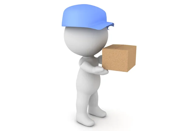 3D-s illusztráció deliveryman gazdaság csomag — Stock Fotó