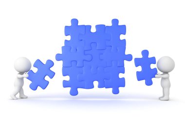 puzzle parçaları parçalı bulmaca yerleştirerek 3d karakterler