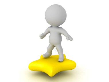 3d karakter bir karikatür sarı yıldız uçan