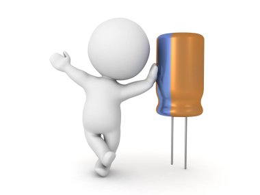 3d karakter kapasitör eğilerek