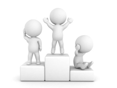 Her yer bir karakter ile bir podyum 3D çizimi depic