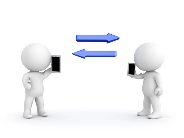 Two 3D characters communicating with each other through phones — Stock Photo, Image