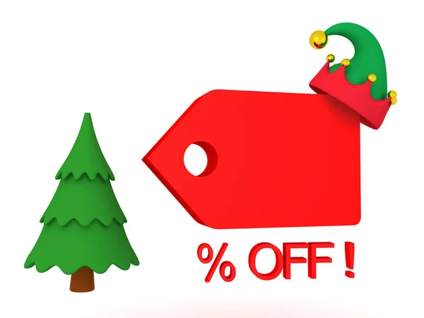 3D иллюстрация, показывающая снижение цен на рождественские праздники или — стоковое фото
