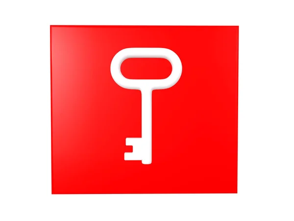 Illustration 3D d'une clé blanche sur fond rouge — Photo