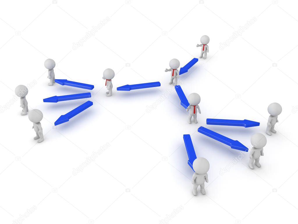 3D illustration of the hierarchy in a company