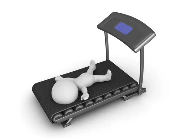 3D Character exhausted from working out on treadmill — Stock Photo, Image
