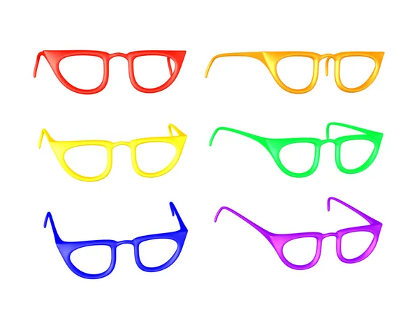 3D illustration of multiple colored eye glasses — Stock Photo, Image