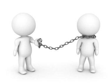 3d karakter başka bir zincir ile tutarak n sarılı