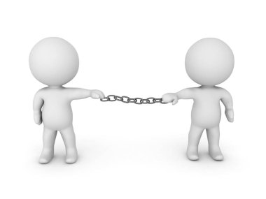 3d karakterler bir zincir bir arada tutan