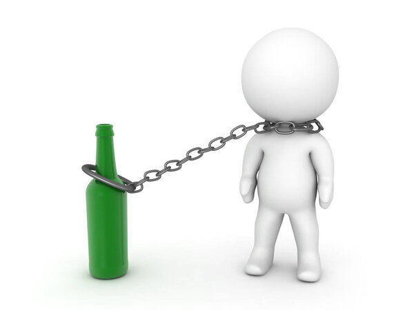 3D иллюстрация, изображающая зависимость от алкоголизма
