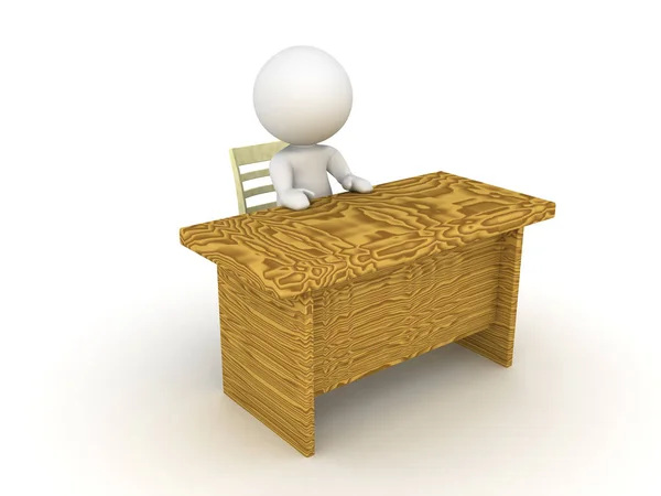 3D Character sitting at an office desk — Stock Photo, Image