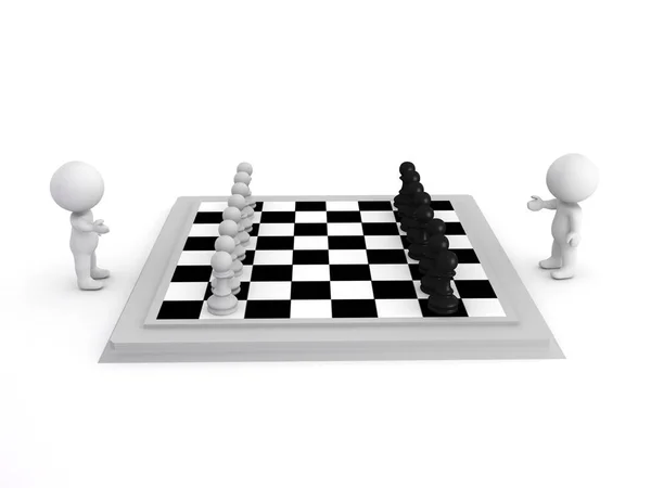 3D ілюстрація шахової гри, яку видно збоку — стокове фото