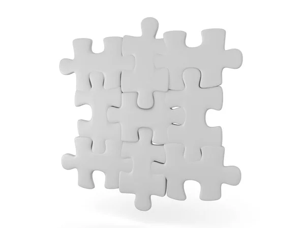 3D illustration of grey interlocking puzzle pieces — Stock Photo, Image