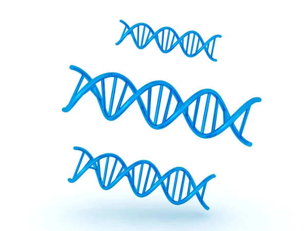 Illustrazione 3D di tre simboli a doppia elica del DNA — Foto Stock