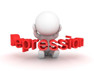 depresyon yazılı onu üzerinden ile 3D karakter