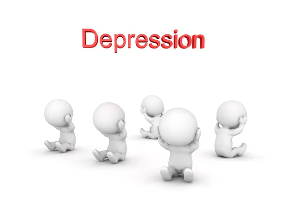 3D Characters struggling with depression — Stock Photo, Image