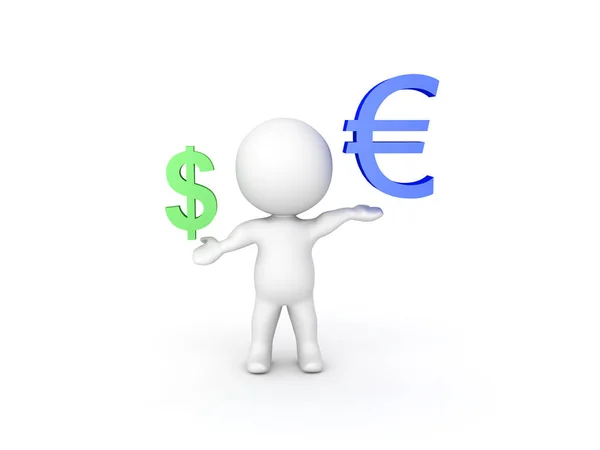 3D Illustration showing how the euro currency is stronger than t — Stock Photo, Image