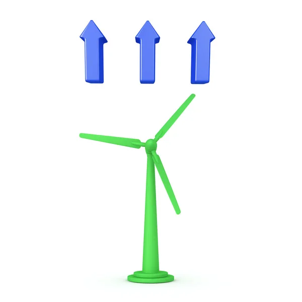 3D obrázek navíječ turbíny s modrými šipkami nad ní — Stock fotografie