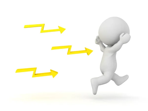 3D Character being chased by lightning — Stock Photo, Image