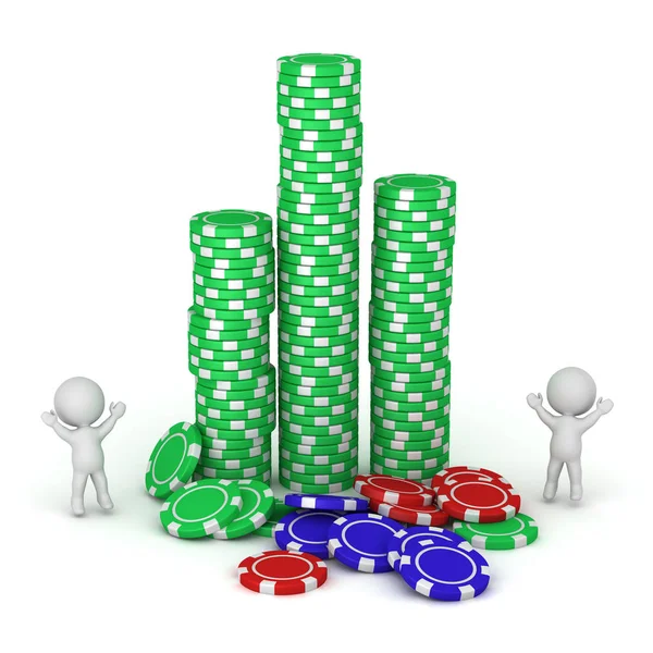 3D-s karakterek, és a póker zseton — Stock Fotó