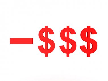 Kırmızı Doları simgesinin önüne eksi işareti önünde 3D resmi
