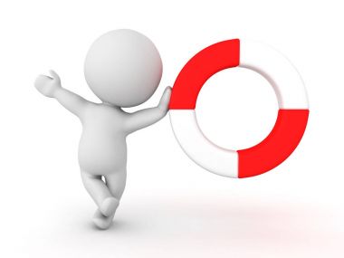 sallayarak ve cankurtaran şamandıra eğilerek 3d karakter