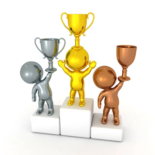 3D illustration of a competition podium with gold, silver and br — Stock Photo, Image
