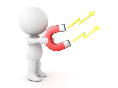 3D karakter tutmak içinde onun elleri elektromıknatıs