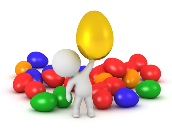 3D персонаж с пасхальными яйцами — стоковое фото