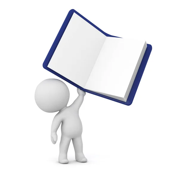 3D Character Holding Up a Notepad — Stock Photo, Image