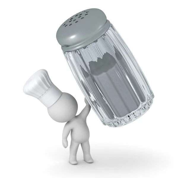 3D-Charakter mit Kochmütze und Salzstreuer — Stockfoto
