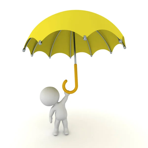 Postaci 3D z dużym parasolem — Zdjęcie stockowe