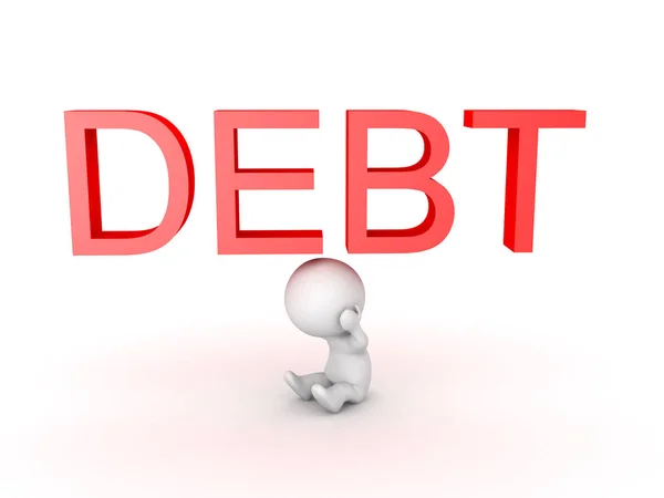 3d 角色强调关于债务 — 图库照片