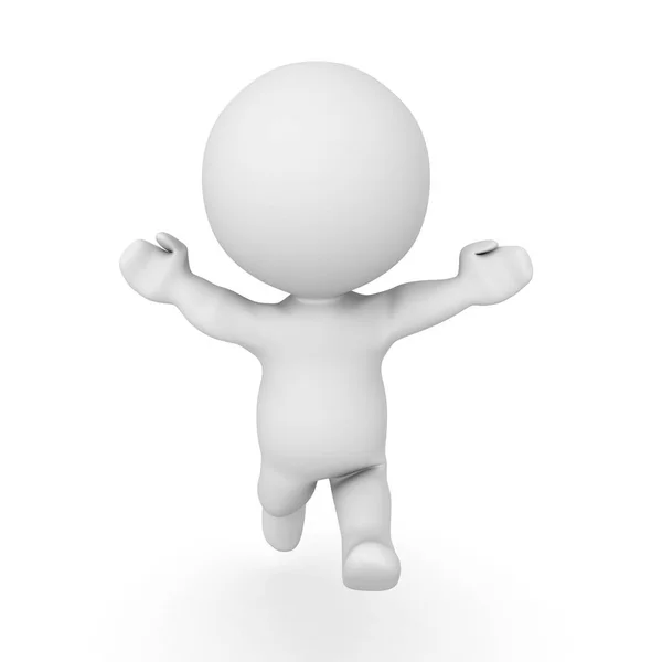 3D Character running towards the screen with his arms raised — Stock Photo, Image