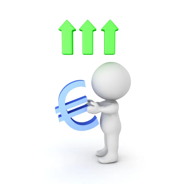 Ilustração 3D retratando o crescimento do valor do cu europeu — Fotografia de Stock