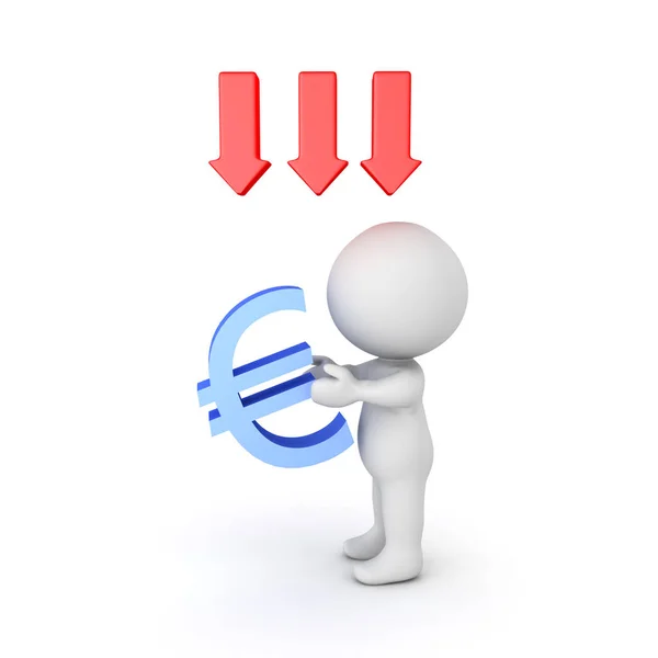 3D illustration depicting the depreciation in value of the euro — Stock Photo, Image